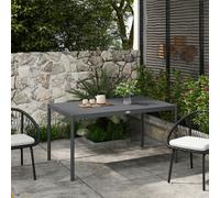 Outsunny 145cm Garden Table with Slatted Aluminium Top, Steel Legs, Dark Grey