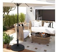 Outsunny 14Kg Round Garden Parasol Base, Fits 35mm, 38mm, 48mm Pole - Black