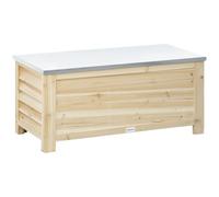 Outsunny 155L Outdoor Storage Box with Metal Lid, Wooden Tool Organiser | Shutter Walls, Container, Garden, Terrace