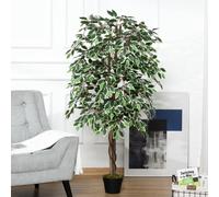 Outsunny Artificial 160Cm/5.2Ft Ficus Plant Fake Tree Potted Home Décor Indoor In Green Green