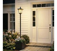 Outsunny 160Cm Garden Solar Lamp Post Light, Led Solar Light Post, Black