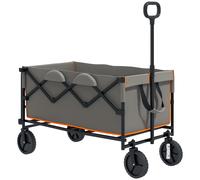 Outsunny 160L Festival Trolley on Wheels, Folding Camping Trolley Cart w/ Tailgate, 100kg Heavy Duty Garden Collapsible Folding Wagon w/Adjustable Handle, Carry Bag for Beach Picnic, Grey and Orange G