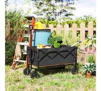 Outsunny 160L Folding Trolley Cart W/ Adjustable Handle, Black And Orange In Grey Grey