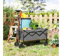 Outsunny 160L Folding Trolley Cart w/ Adjustable Handle, Grey and Orange - Grey, Orange