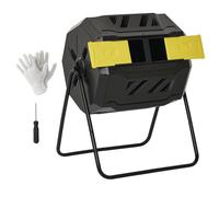 Outsunny 160L) Outdoor Tumbling Compost Bin With Dual Chamber In Yellow Yellow