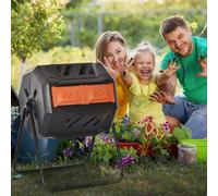 Outsunny 160L Outdoor Tumbling Compost Bin with Dual Chamber, Orange, Orange