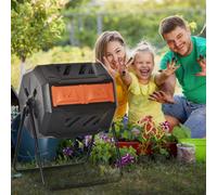 Outsunny 160L Outdoor Tumbling Compost Bin With Dual Chamber, Orange