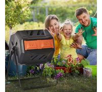 OUTSUNNY 160L Outdoor Tumbling Compost Bin with Dual Chamber, Orange Outsunny Orange
