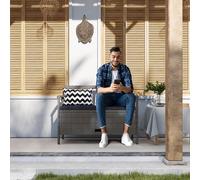 Outsunny 2 Seater Garden Storage Bench with 160L Capacity, PE Rattan Garden Bench with Storage, Wicker Outdoor Bench Loveseat with Cushion, Pillows and Steel Frame for Patio, Grey