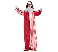 Outsunny 165 cm Life Size Halloween Animated Clown with Red Light Up Eyes, Sound Activated Moving Body, Scary Clown Halloween Decorations, Battery Operated, Indoor Party Props