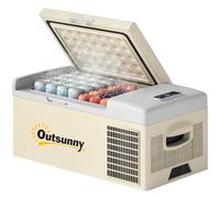 Outsunny 16L Car Refrigerator Compressor Camping Fridge Down to -20℃ Khaki