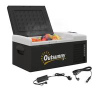 Outsunny 16L Car Refrigerator, Portable Compressor Camping Fridge Freezer with 12/24V DC and 100-240V AC for Car, RV and Camping Use, Down to -20°C, Black Black