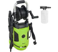 Outsunny 1800W High Pressure Washer, 150 Bar Pressure, 420 L/h Flow, Portable Power Washer Jet Wash Cleaner with Adjustable Nozzle, 6M Hose, Hose Reel, Steel Handle for Home Patio Car Driveway, Green