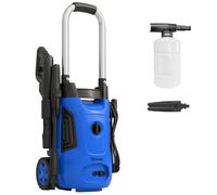 Outsunny 1800W High Pressure Washer, 150 Bar Pressure, 420 L/h Flow, Portable Power Washer Jet Wash Cleaner with Adjustable Nozzle, 6M Hose, Steel Handle for Home Patio Car Driveway, Blue Blue