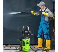 Outsunny 1800W Power Washer 150 Bar Pressure 6M Hose and Hose Reel, Green