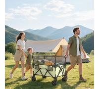 OUTSUNNY 180L Folding Garden Trolley Wagon Cart with Extendable Side Walls in Green Outsunny Green