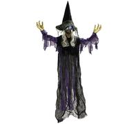 Voice Activated Halloween Animatronics Hanging Witch, Purple Outsunny Purple One Size