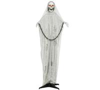 Outsunny 183 cm Life Size Halloween Animated Skeleton Grim Reaper with Glowing LED Eyes, Scary Halloween Decorations, Battery Operated, Indoor Party Props