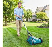 Outsunny 18V Cordless Lawnmower with 2 x 4Ah Batteries & Charger - Cordless Lawnmower - 165L x 33W x 19H cm - Blue