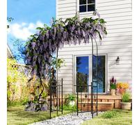 Outsunny 2.17M Steel Garden Arch With Double Gate, Garden Arbor Trellis, Black