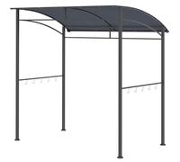 Outsunny 2.2 x 1.5 m BBQ Grill Gazebo Tent, Garden Grill with Metal Frame, Curved Canopy and 10 Hooks, Outdoor Sun Shade, Dark Grey