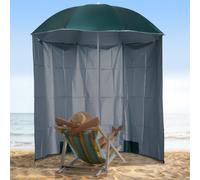 Outsunny Fishing Umbrella Shelter with Side Wall - Green, Green