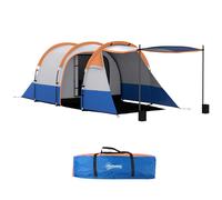 Outsunny 2-3 Man Camping Tent, Tunnel Tent with Weights, Bedroom and Living Room, 2000mm Waterproof, Portable with Bag, for Fishing Hiking Festival, Orange