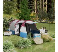 Outsunny 2-3 Man Camping Tent, Tunnel Tent with Weights, Bedroom and Living Room, 2000mm Waterproof, Portable with Bag, for Fishing Hiking Festival, Red