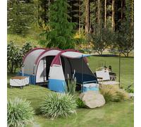 Outsunny 2-3 Man Camping Tent, Tunnel Tent with Weights, Bedroom and Living Room, 2000mm Waterproof, Portable with Bag, for Fishing Hiking Festival, Red