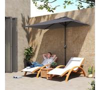 Outsunny Balcony Half Parasol Semi Round Umbrella Patio Crank Handle (2.3 m, Grey)- NO BASE INCLUDED