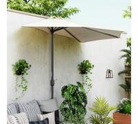 OUTSUNNY 2.3m Half Round Parasol Umbrella Balcony Metal Frame w/ Crank NO BASE in Cream Outsunny Cream