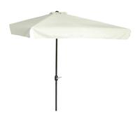 Outsunny 2.3m Half Parasol Semi Round Umbrella Patio Metal Frame Crank Handle for Balcony-- NO BASE INCLUDED, Off-White White
