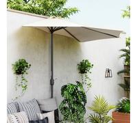 OUTSUNNY 2.3m Half Round Parasol Umbrella Balcony Metal Frame w/ Crank NO BASE in Cream Outsunny Cream
