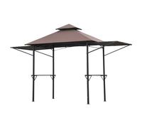 Outsunny 2.4 x 1.5 m (8' x 5') Grill Gazebo Canopy with Extendable Side Awnings, Outdoor BBQ Gazebo Shelter with 2 Side Shelves for Garden, Patio Brown