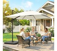 OUTSUNNY 2.4 x 2.4 m Cantilever Parasol w/ Umbrella Weights in Cream Outsunny Cream