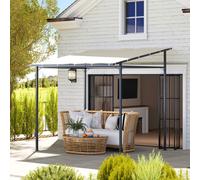 Outsunny 2.4 x 2.4 m Wall Mounted Pergola Gazebo, UPF30+, Cream White