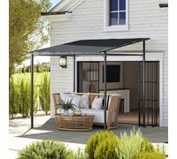 Outsunny 2.4 x 2.4 m Wall Mounted Pergola Gazebo, UPF30+, Dark Grey - Dark Grey - Metal, Polyester - 238L x 238W x 235H cm