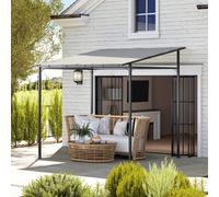 OUTSUNNY 2.4 x 2.4 m Wall Mounted Pergola Gazebo, UPF30+, Light Grey Outsunny Light Grey