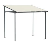 Outsunny 2.4 x 2.4 m Wall Mounted Pergola Gazebo with PA Coating Fabric and Metal Frame, UPF30+, Lean to Garden Gazebo, Wind Resistant Outdoor Sun Shade Shelter for Garden, Deck, Cream White Cream