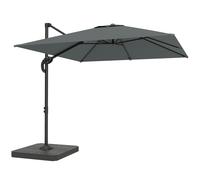 Outsunny 2.4 x 2.4m Cantilever Parasol with Umbrella Weights, UPF50+ Offset Outdoor Umbrella w/ Easy Tilt Adjustment, Dark Grey