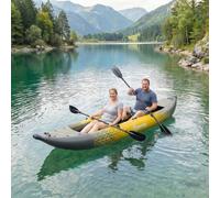 Outsunny 2.5' Inflatable Kayak 2-person Sit on Canoe with Paddles Grey