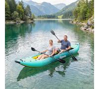 Outsunny 2.5' Inflatable Kayak 2-person Sit on Canoe with Paddles - Light Blue