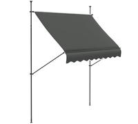 Outsunny 2.5 x 1.2m Free Standing Retractable Awning, Non-Screw Patio Sun Shade Shelter with Support Pole Stand and UV Resistant Fabric, for Window, Door, Porch, Deck, Dark Grey