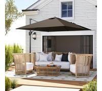 Outsunny Square Cantilever Roma Parasol 360 Degree Rotation Hand Crank, Tan