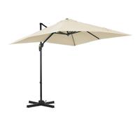OUTSUNNY Square Cantilever Roma Parasol 360° Rotation w/ Hand Crank in Cream Outsunny Cream