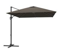 Outsunny 2.5 x 2.5m Patio Offset Parasol Umbrella Cantilever Hanging Aluminium Sun Shade Canopy Shelter 360° Rotation with Crank Handle and Cross Base, Tan