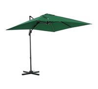 Outsunny 2.5 x 2.5m Patio Offset Parasol Umbrella Cantilever Hanging Aluminium Sun Shade Canopy Shelter 360° Rotation with Crank Handle and Cross Base, Green