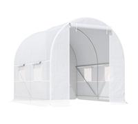 Outsunny Greenhouse Solid Frame Walk-in Garden Grow Large Insect Poly Tunnel, White