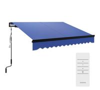 Outsunny 2.5 x 2m Electric Awning with LED Light and Remote Controller Blue - 295W x 245Dcm