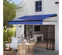Outsunny 2.5 X 2M Electric Awning With Led Light And Remote Controller Blue